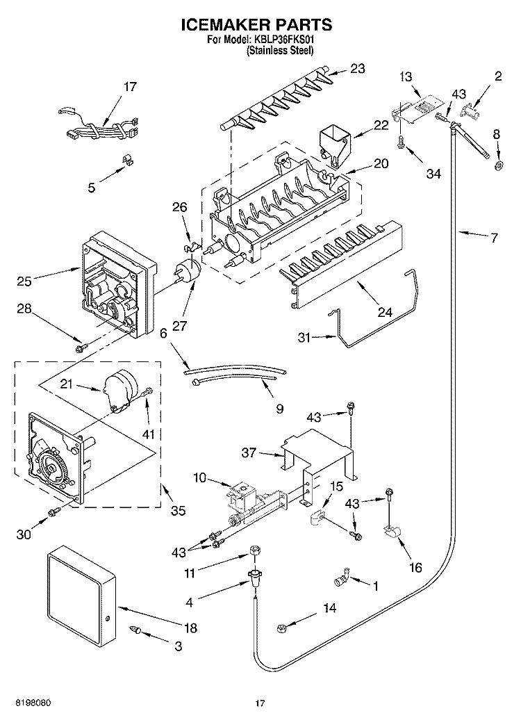 ICE MAKER, OPTIONAL Diagram and Parts List for KLBP36FKS01  KitchenAid Refrigerator