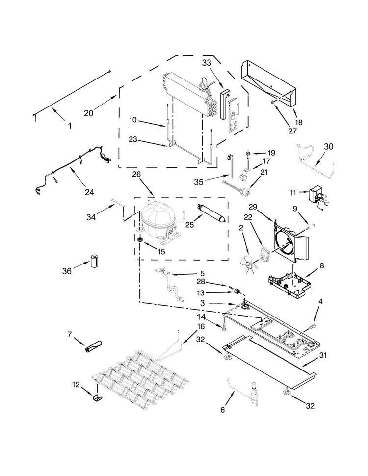 Unit Parts Diagram and Parts List for KFIS29PBMS01  KitchenAid Refrigerator