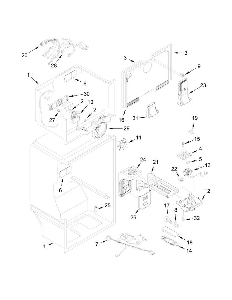 Liner Parts Diagram and Parts List for 10672154111  Kenmore Refrigerator