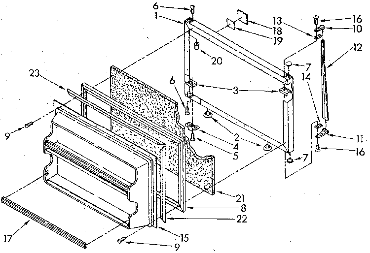 Freezer Door Diagram and Parts List for ET18NKXSM04  Whirlpool Refrigerator