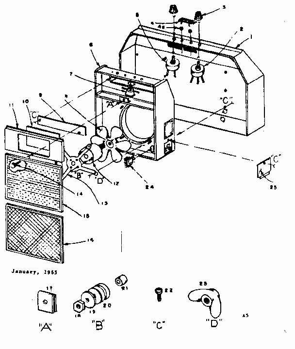Range Hood Diagram and Parts List for 85054146  Kenmore Range Hood