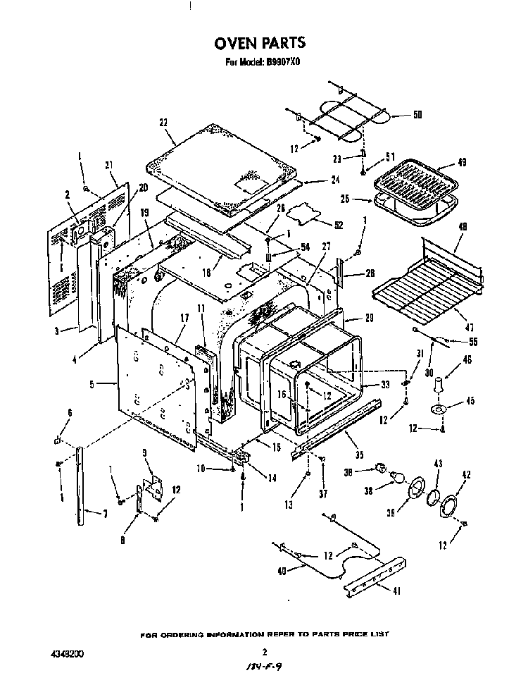 Oven Diagram and Parts List for B9907*0  Roper Range