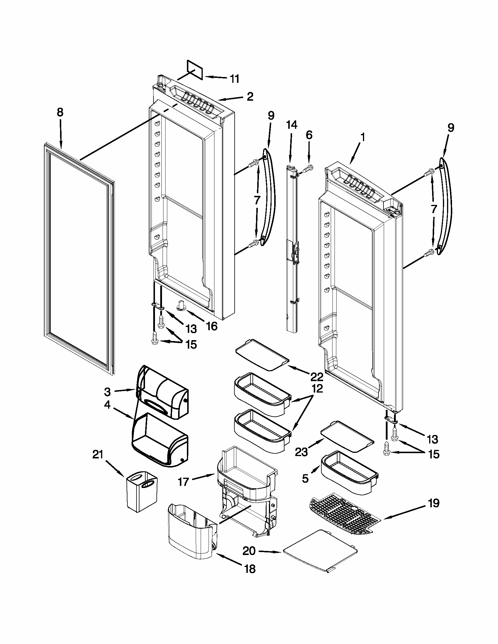 Refrigerator Door Diagram and Parts List for 59679539018  Kenmore Refrigerator