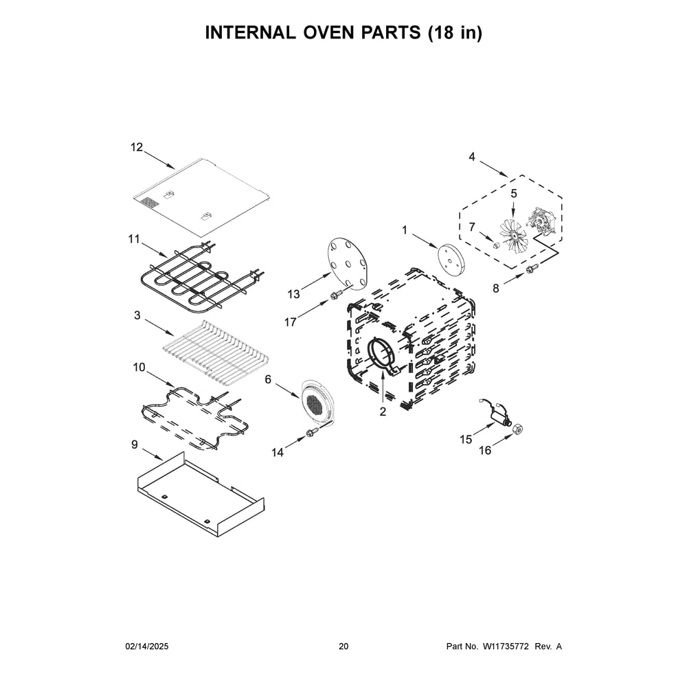 Internal Oven Parts (18 In) Diagram and Parts List for KFDC558JPA03  KitchenAid Range