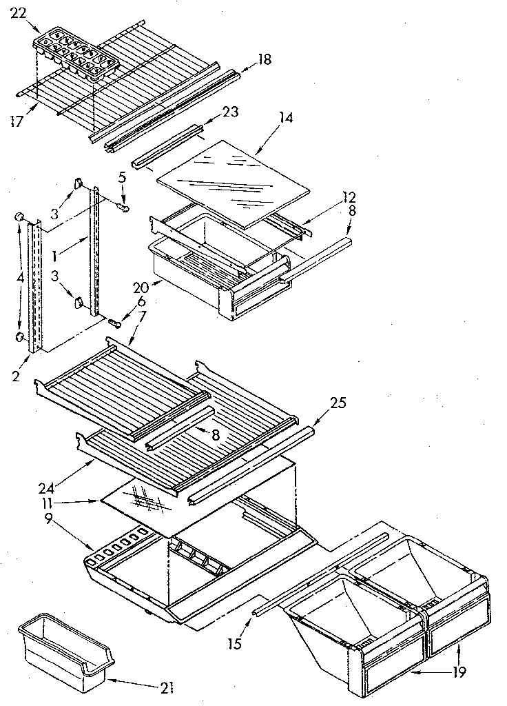 Shelf Diagram and Parts List for ET20NKXSG11  Whirlpool Refrigerator