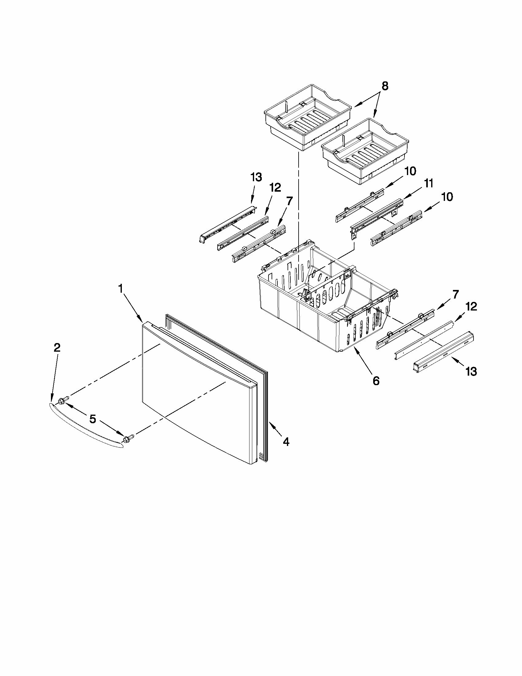 Freezer Door Parts Diagram and Parts List for 59679543016  Kenmore Refrigerator