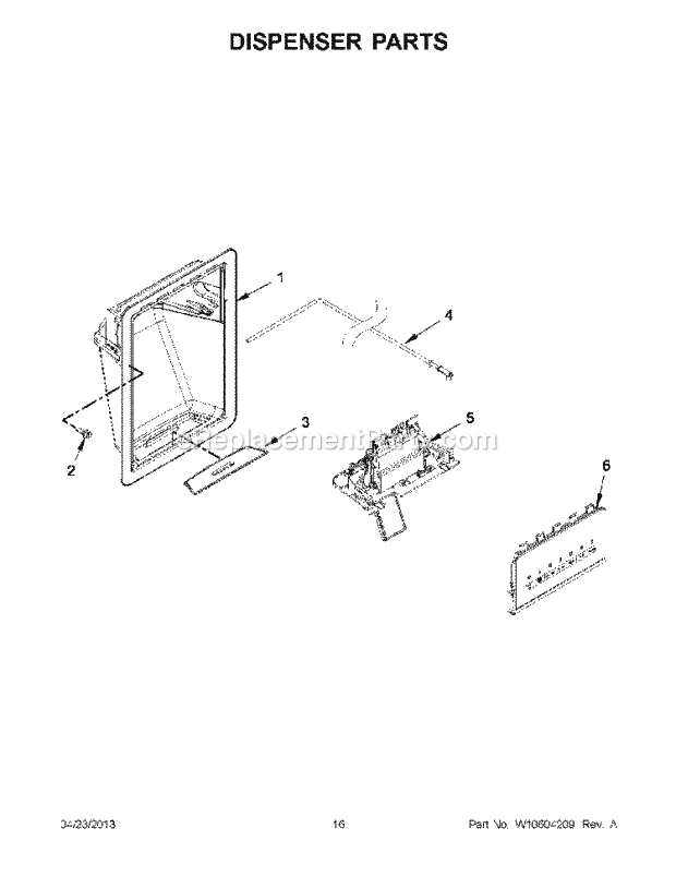 DISPENSER PARTS Diagram and Parts List for WRS325FDAM02  Whirlpool Refrigerator