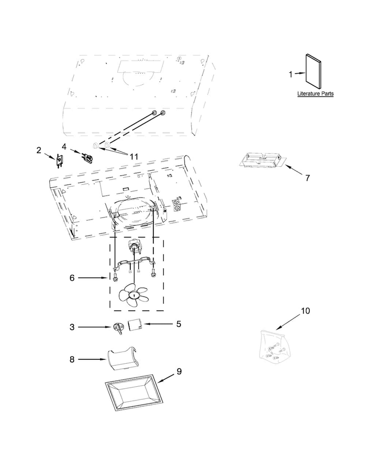 Hood Parts Diagram and Parts List for UXT4230ADB0  Whirlpool Range Hood