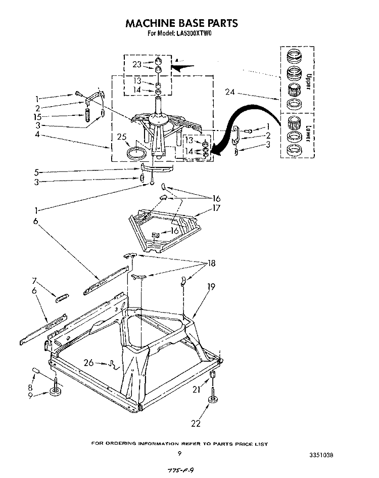 MACHINE BASE Diagram and Parts List for LA5300XTW0  Whirlpool Washer