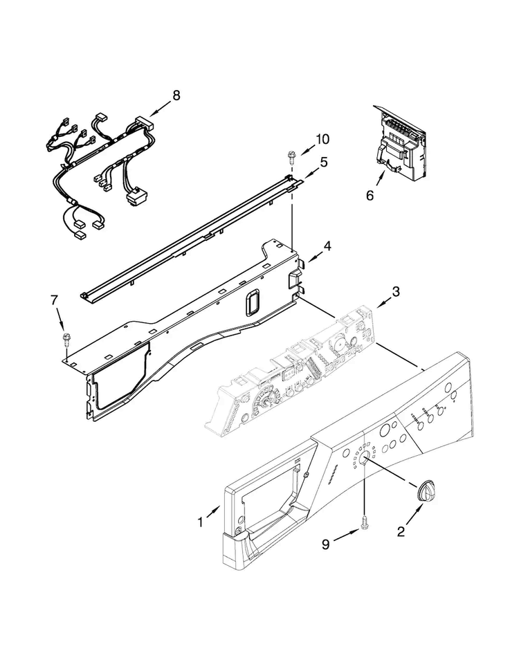 Control Panel Parts Diagram and Parts List for WFW8300SW00  Whirlpool Washer