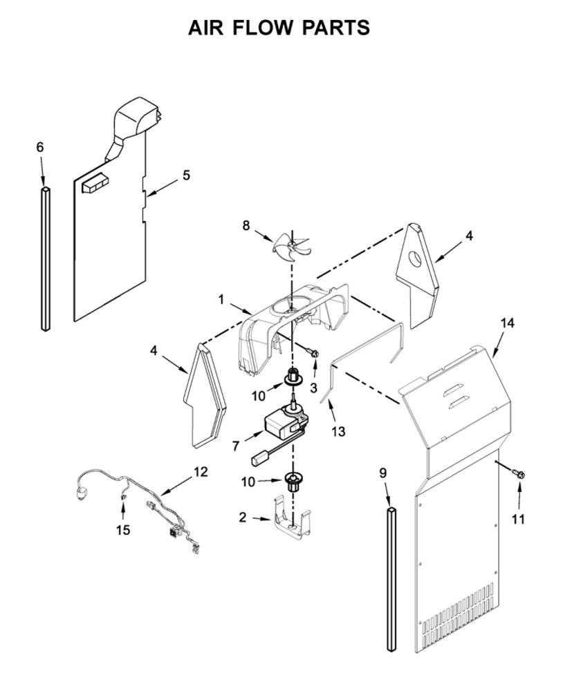 Air Flow Parts Diagram and Parts List for 10650049710  Kenmore Refrigerator