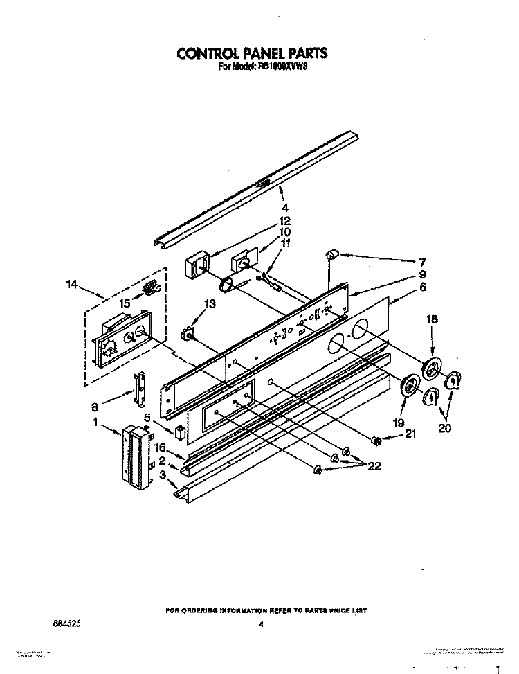 CONTROL PANEL, LIT/OPTIONAL Diagram and Parts List for RB1000XVW3  Whirlpool Wall Oven