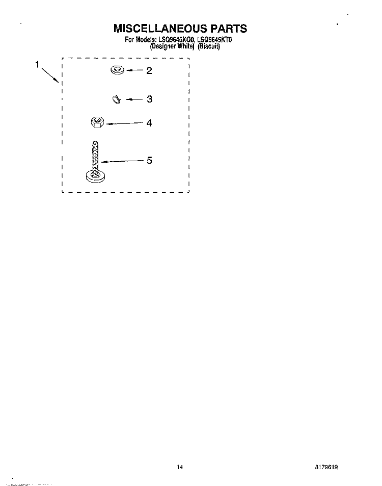 MISCELLANEOUS, OPTIONAL Diagram and Parts List for LSQ9645KT0  Whirlpool Washer