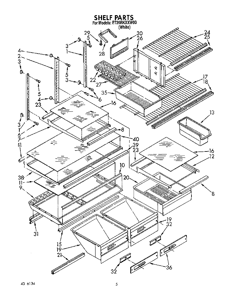 SHELF, LIT/OPTIONAL Diagram and Parts List for ET20RKXXW00  Whirlpool Refrigerator
