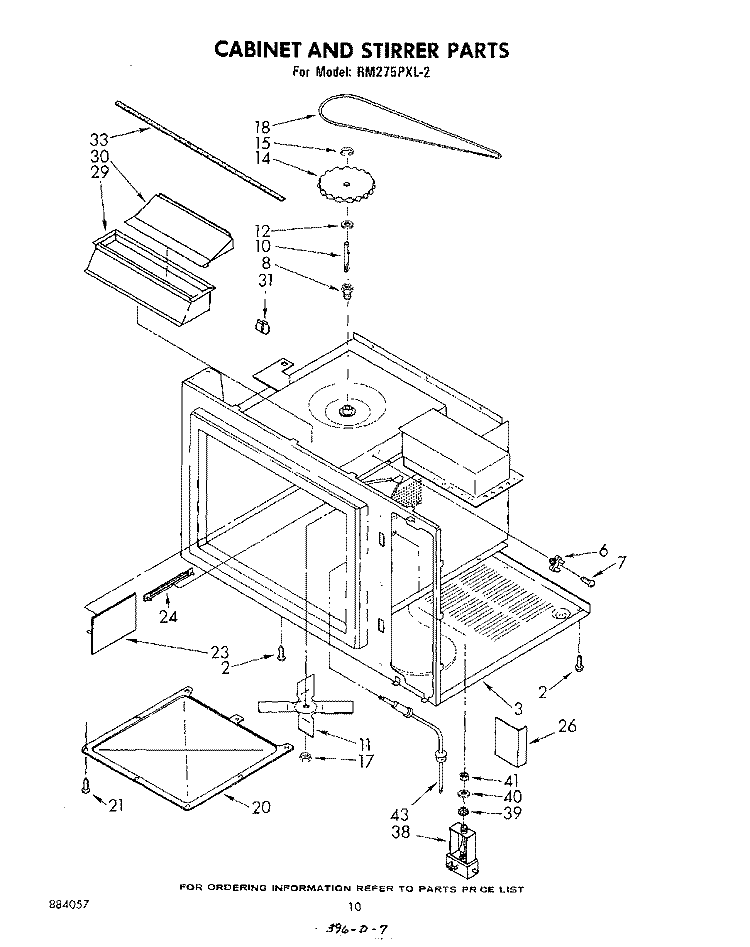 CABINET AND STIRRER Diagram and Parts List for RM275PXL2  Whirlpool Microwave Oven Combo
