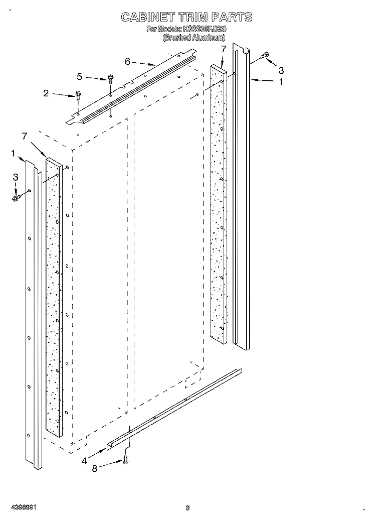 CABINET TRIM Diagram and Parts List for KSSS36FJX00  KitchenAid Refrigerator