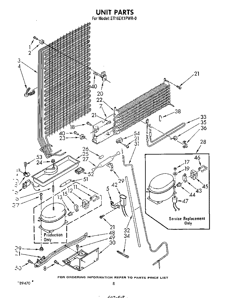 UNIT Diagram and Parts List for ET16EK1PWR0  Whirlpool Refrigerator