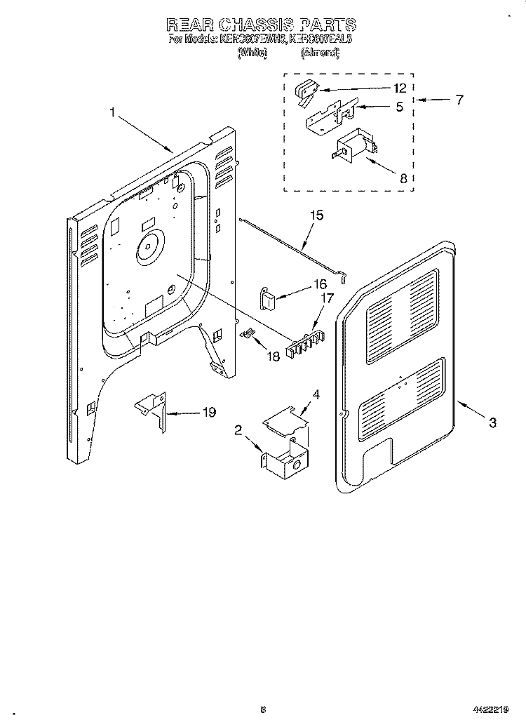 REAR CHASSIS Diagram and Parts List for KERC607EAL5  KitchenAid Range