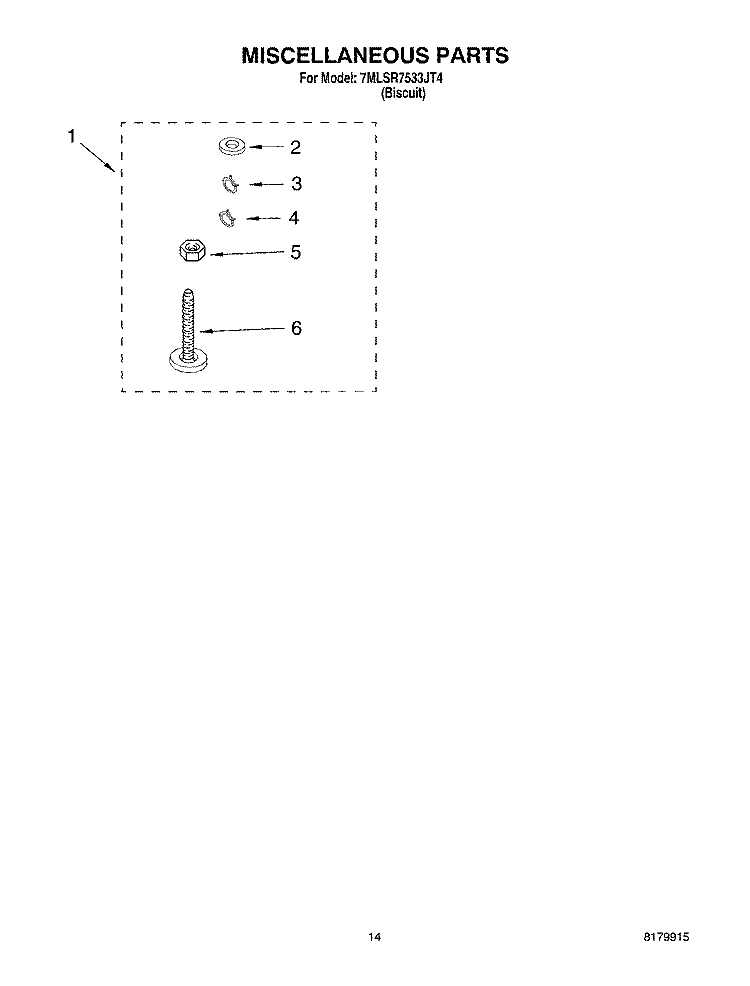 MISCELLANEOUS, OPTIONAL Diagram and Parts List for 7MLSR7533JT4  Whirlpool Washer