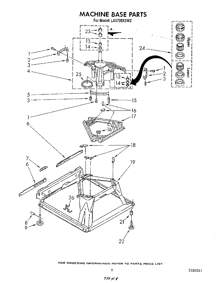 MACHINE BASE Diagram and Parts List for LA5700XSW2  Whirlpool Washer