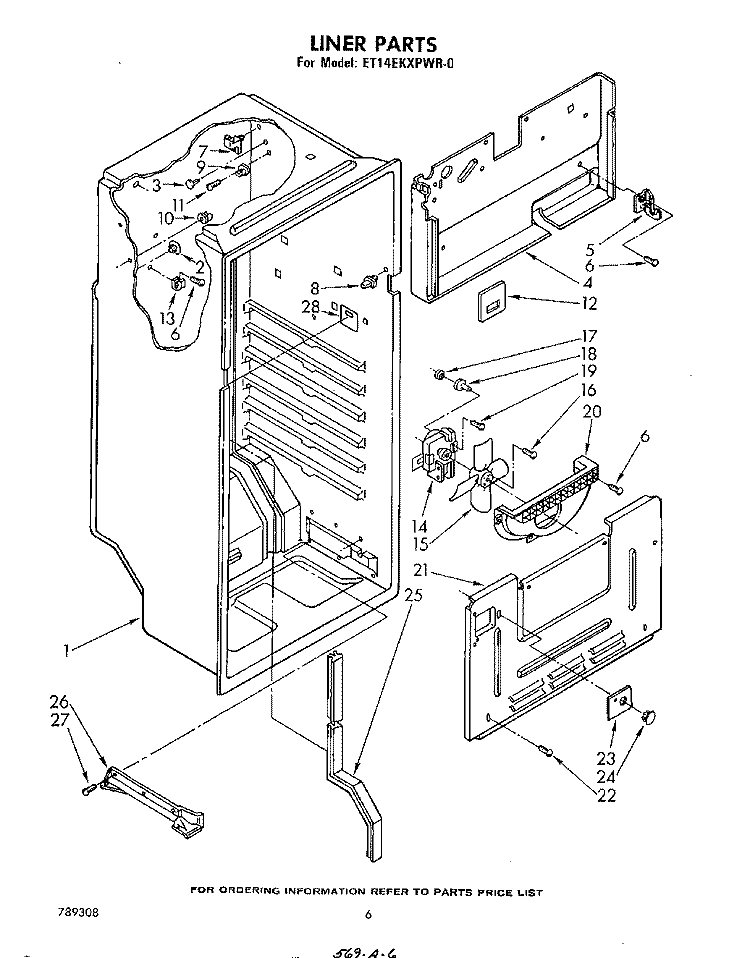LINER , LIT/OPTIONAL Diagram and Parts List for ET14EKXPWR0  Whirlpool Refrigerator