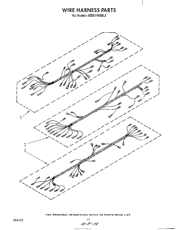 WIRE HARNESS Diagram and Parts List for KEBS146SBL2  KitchenAid Wall Oven