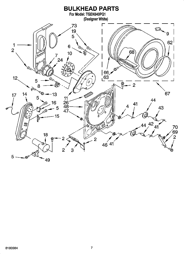 BULKHEAD PARTS, OPTIONAL PARTS (NOT INCLUDED) Diagram and Parts List for TGDX640PQ1  Estate Dryer