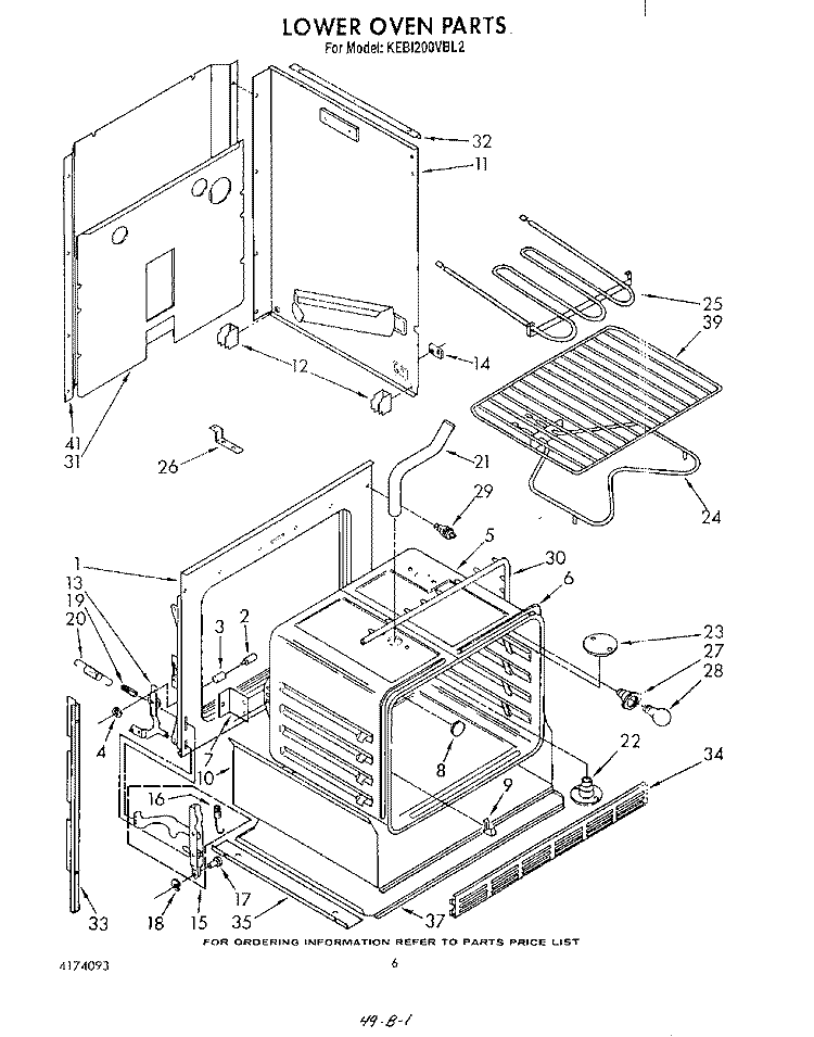 LOWER OVEN Diagram and Parts List for KEBI200VBL2  KitchenAid Wall Oven