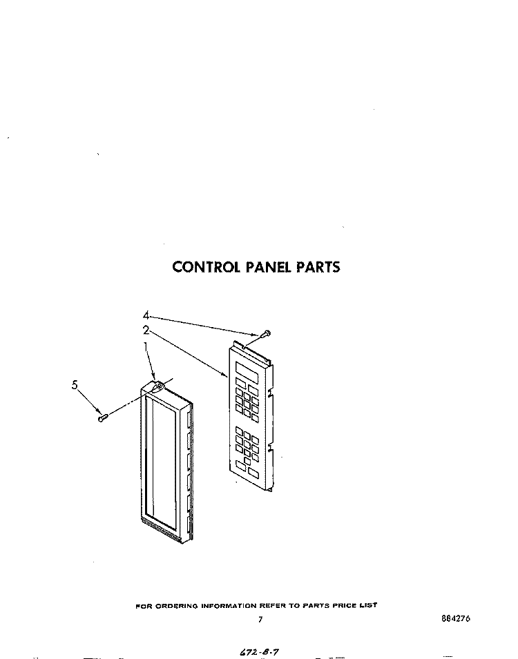 CONTROL PANEL Diagram and Parts List for MW8700XS2  Whirlpool Microwave
