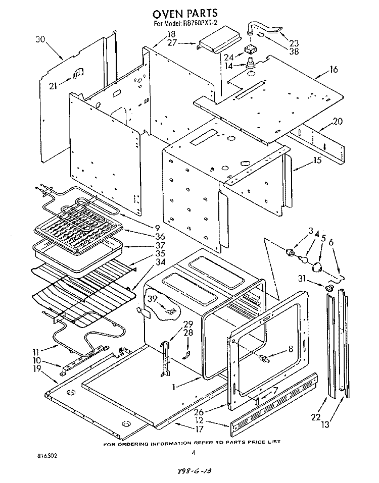 SECTION Diagram and Parts List for RB760PXT2  Whirlpool Range