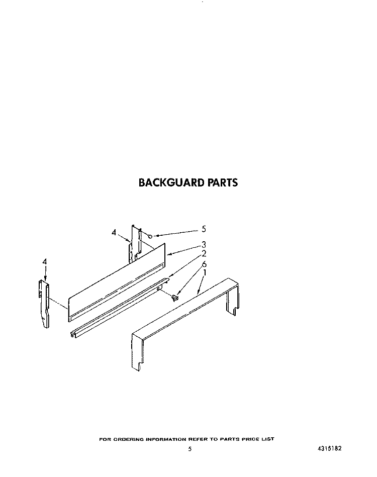 BACKGUARD Diagram and Parts List for SF0100ERW4  Whirlpool Range