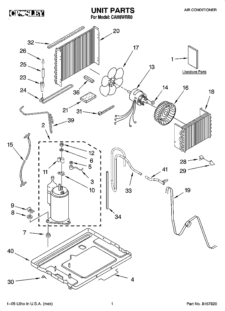 UNIT PARTS Diagram and Parts List for CAH8WRR0  Crosley Air Conditioner