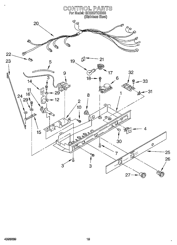 CONTROL Diagram and Parts List for GD22SFXHS03  Whirlpool Refrigerator