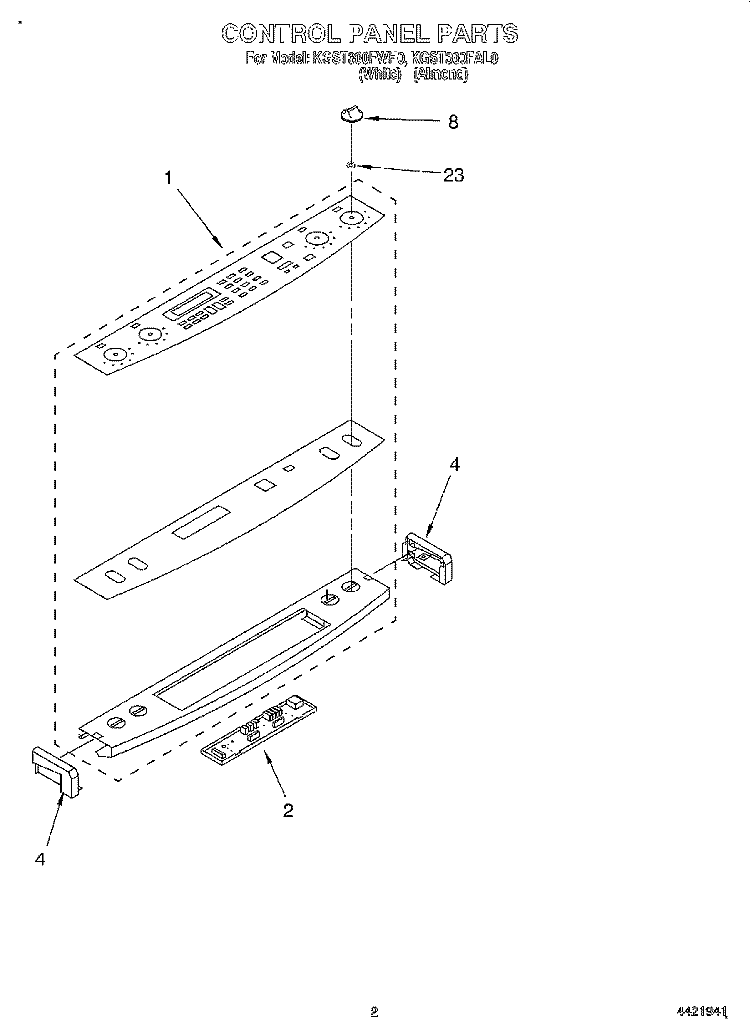 CONTROL PANEL Diagram and Parts List for KGST300FAL0  KitchenAid Range