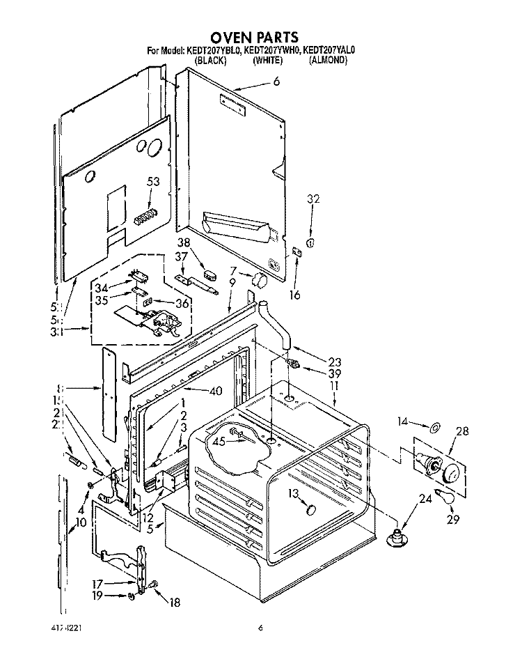 OVEN, LITERATURE Diagram and Parts List for KEDT207YBL0  KitchenAid Range