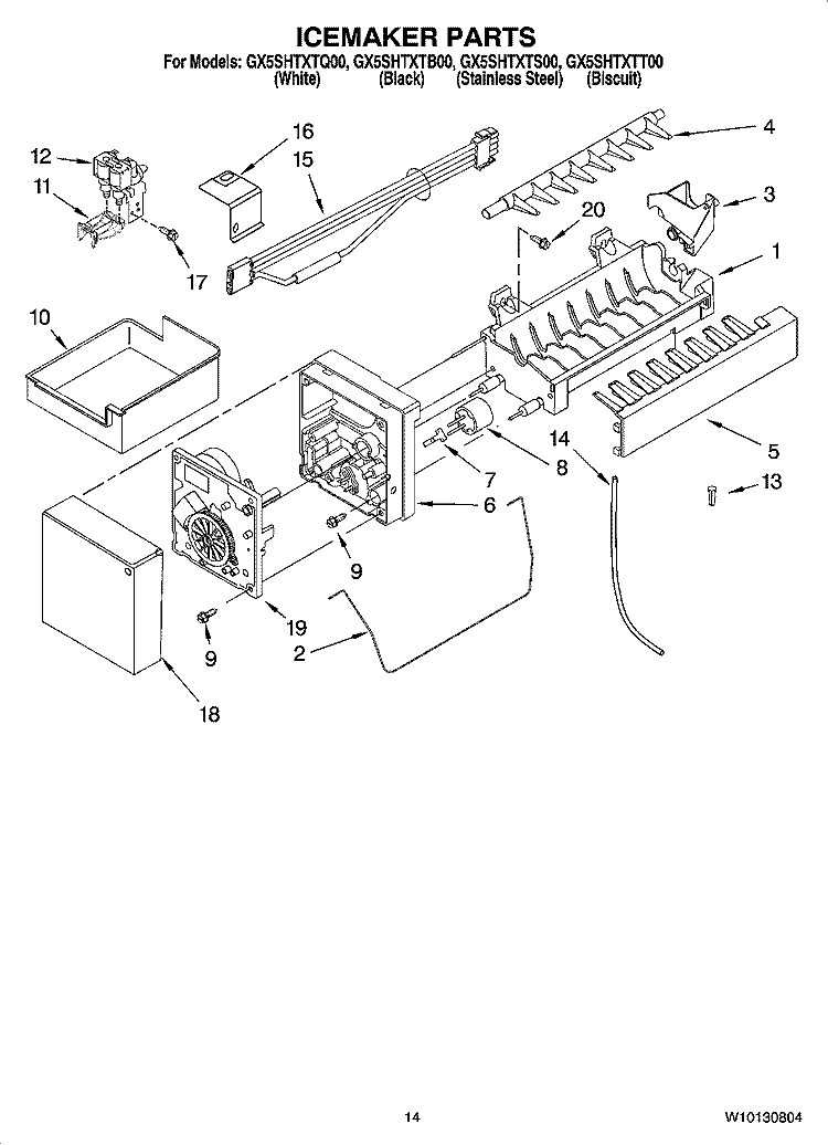 ICEMAKER PARTS, OPTIONAL PARTS (NOT INCLUDED) Diagram and Parts List for GX5SHTXTB00  Whirlpool Refrigerator