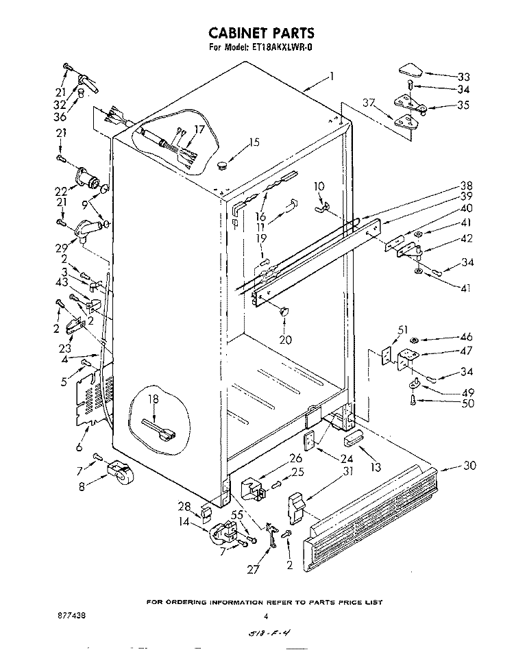 CABINET Diagram and Parts List for ET18AKXLWR0  Whirlpool Refrigerator