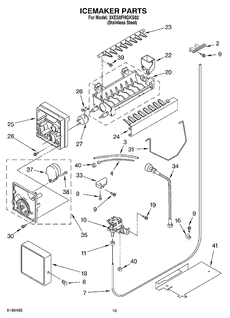 ICEMAKER PARTS, PARTS NOT ILLUSTRATED Diagram and Parts List for 3XES0FHGKS02  Whirlpool Refrigerator