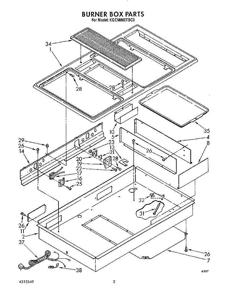 BURNER BOX , LITERATURE AND OPTIONAL Diagram and Parts List for KGCM860TBC0  KitchenAid Cooktop