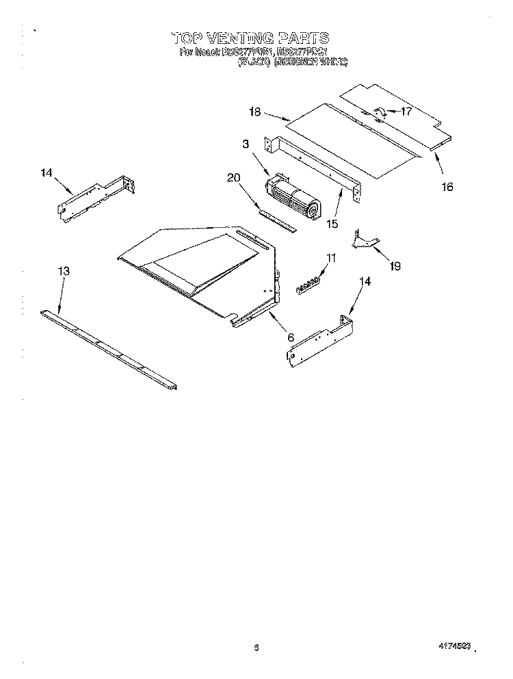 TOP VENTING, OPTIONAL Diagram and Parts List for RBS277PDQ1  Whirlpool Wall Oven