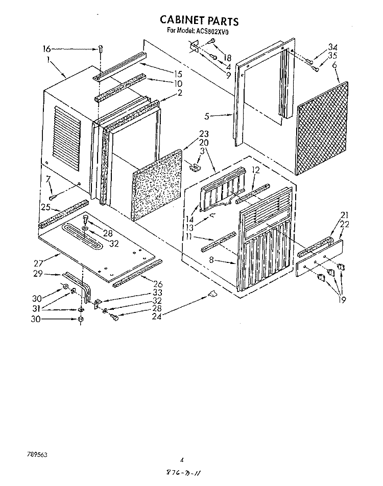 SECTION Diagram and Parts List for ACS802XV1  Whirlpool Air Conditioner