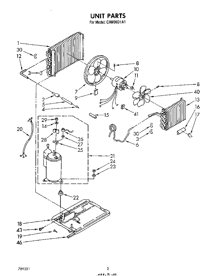 UNIT Diagram and Parts List for CAW06D1A1  Whirlpool Air Conditioner