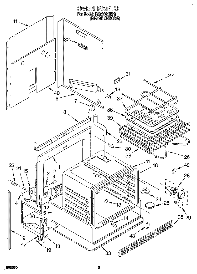 OVEN Diagram and Parts List for RS630PXBH1  Whirlpool Range