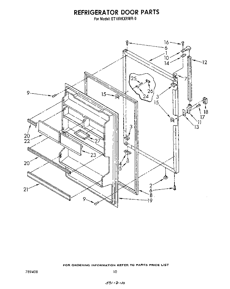 REFRIGERATOR DOOR , NOT ILLUSTRATED Diagram and Parts List for ET18VKXRWR0  Whirlpool Refrigerator