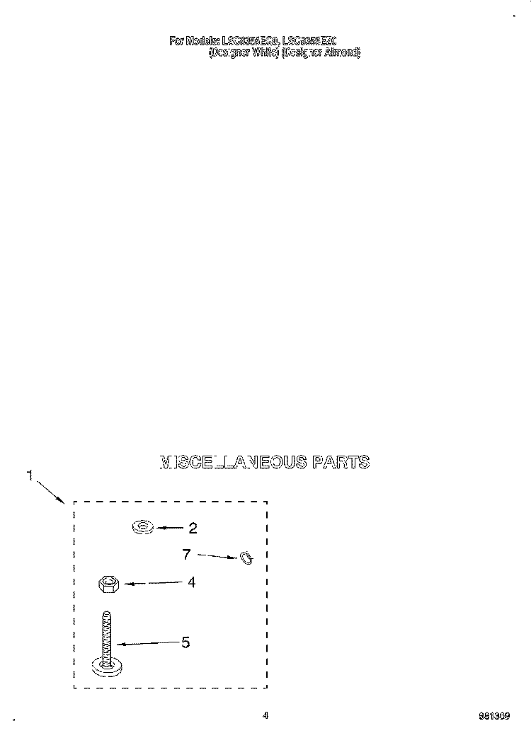 MISCELLANEOUS Diagram and Parts List for LSC9355EQ0  Whirlpool Washer