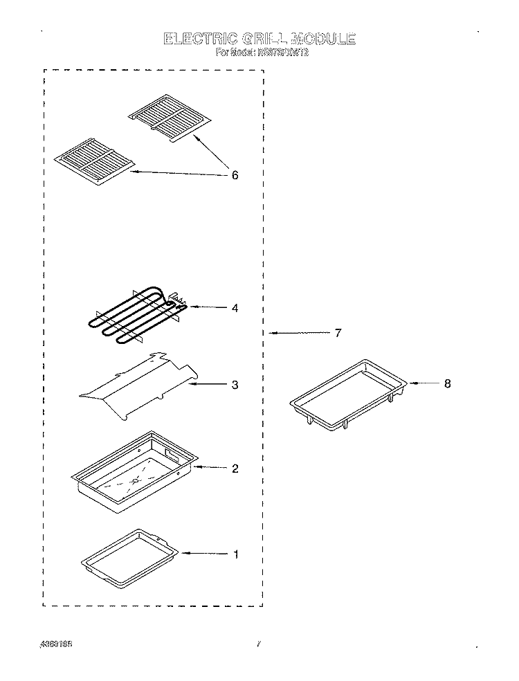 ELECTRIC GRILL MODULE Diagram and Parts List for RS373PXWT2  Whirlpool Range