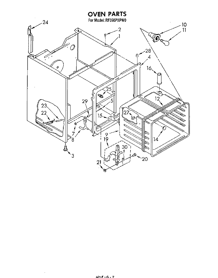 OVEN Diagram and Parts List for RF350PXPW0  Whirlpool Range