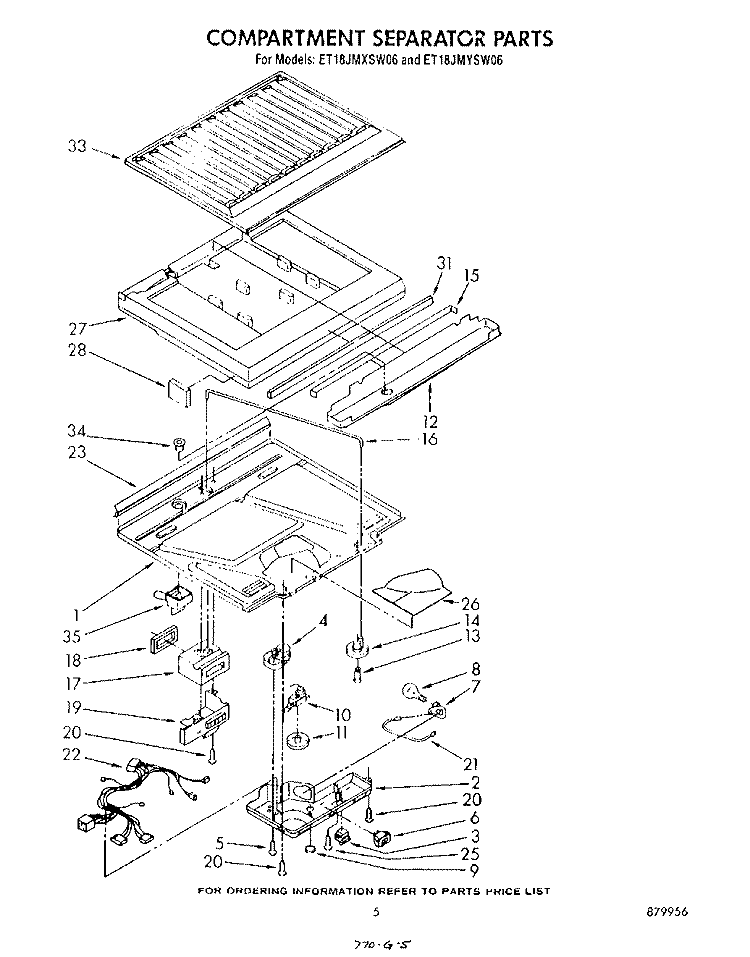 COMPARTMENT SEPARATOR Diagram and Parts List for ET18JMXSW06  Whirlpool Refrigerator