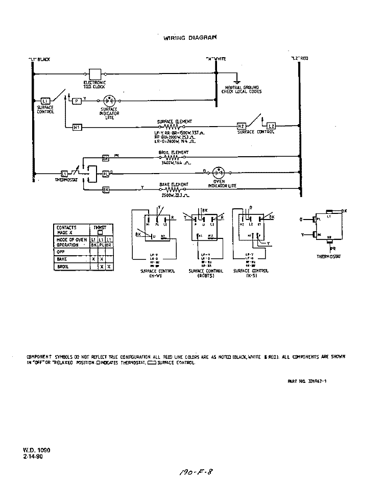 WIRING DIAGRAM Diagram and Parts List for F5358W0  Roper Range
