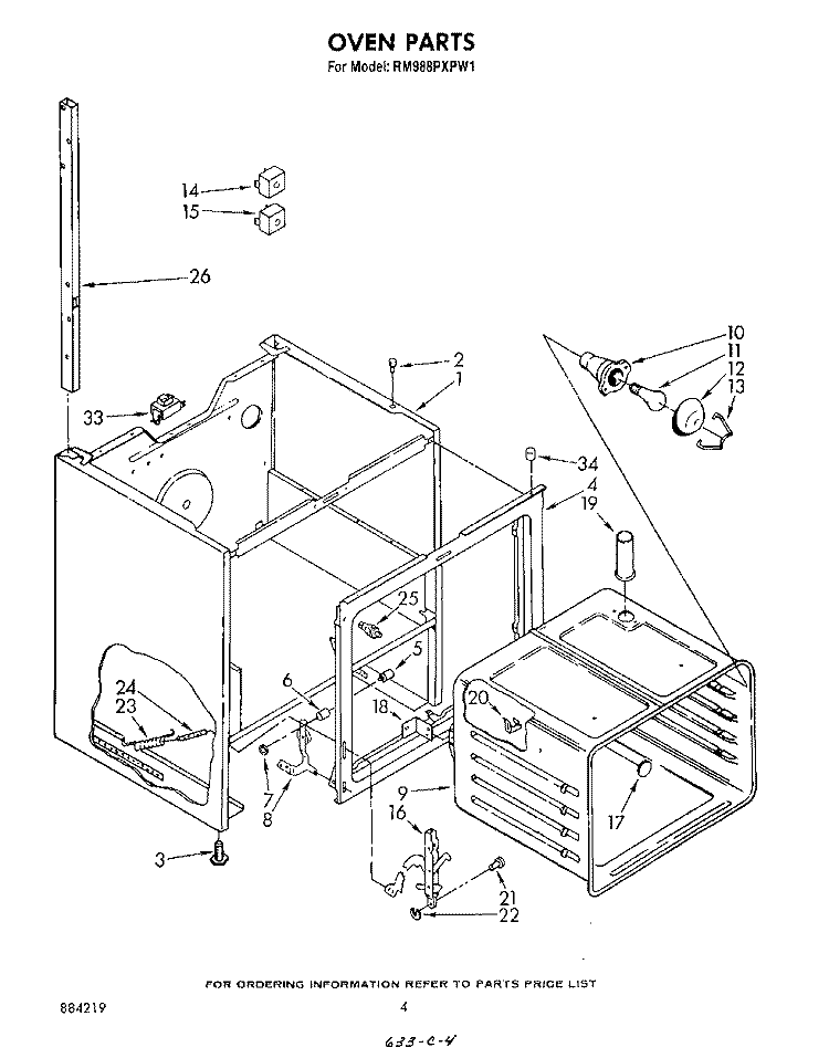 OVEN Diagram and Parts List for RM988PXPW1  Whirlpool Microwave Oven Combo